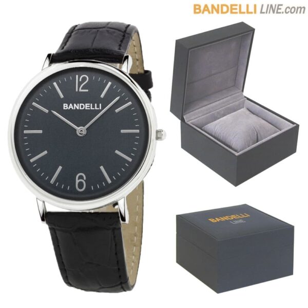 Orologio TEMPUS MAGISTER - Pelle Nera Cassa Cromata e Quadrante Grigio